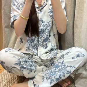 Girls Cotton Night Pajama Dress – Soft Cartoon Print Sleepwear for Girls