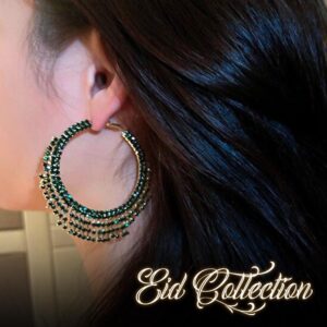 Emerald Green Stone Hoop Earrings for Women